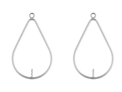 Sterling Silver Drop Teardrop With Peg Inside 29mm X 20mm Pack of 2