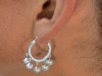 Sterling Silver 14mm Chandelier    Earrings With 5 Drops Pack of 2 - Standard Image - 2