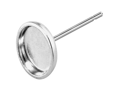 Sterling Silver Oval Ear Stud,     8x10mm Bezel Set, 100% Recycled    Silver - Standard Image - 1