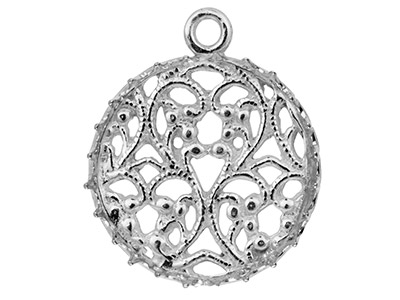 Sterling Silver Round Filigree     Bezel Cup 16mm - Standard Image - 1