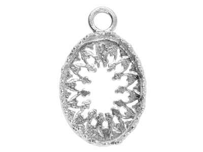 Sterling Silver Oval Filigree Bezel Cup 14mm X 10mm - Standard Image - 1