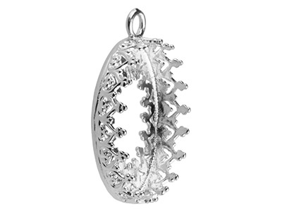 Sterling Silver Oval Filigree Bezel Cup 14x20mm - Standard Image - 3
