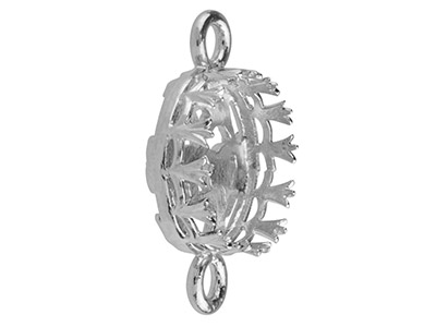 Sterling Silver Round Filigree     Bezel Cup Connector 10mm - Standard Image - 3