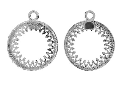 Sterling Silver Round Filigree     Bezel Cup 16mm - Standard Image - 2