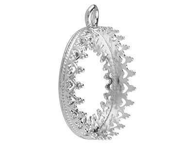Sterling Silver Round Filigree     Bezel Cup 16mm - Standard Image - 3