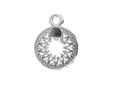 Sterling Silver Round Filigree     Bezel Cup 10mm - Standard Image - 2