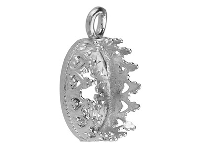 Sterling Silver Round Filigree     Bezel Cup 10mm - Standard Image - 3