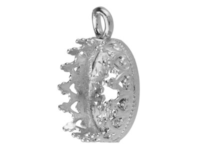 Sterling Silver Round Filigree     Bezel Cup 10mm - Standard Image - 4