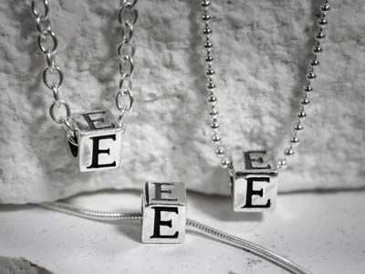 Sterling Silver Letter A 5mm Cube  Charm Pack of 3 - Standard Image - 2