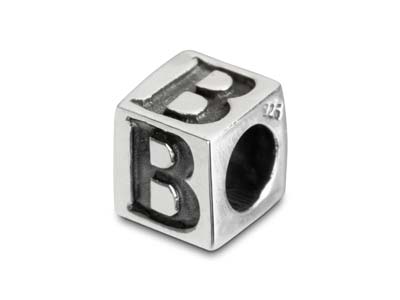 Sterling Silver Letter B 5mm Cube  Charm Pack of 3 - Standard Image - 1