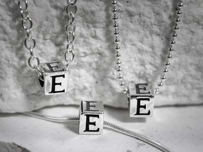 Sterling Silver Letter C 5mm Cube  Charm Pack of 3 - Standard Image - 2