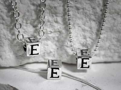 Sterling Silver Letter D 5mm Cube  Charm Pack of 3 - Standard Image - 2