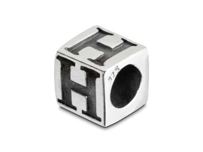 Sterling Silver Letter H 5mm Cube  Charm Pack of 3 - Standard Image - 1