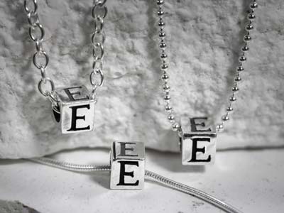 Sterling Silver Letter H 5mm Cube  Charm Pack of 3 - Standard Image - 2
