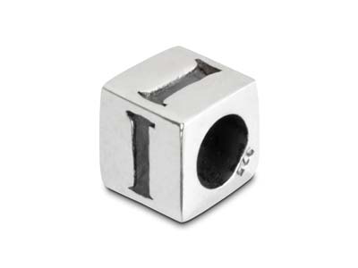 Sterling Silver Letter I 5mm Cube  Charm Pack of 3 - Standard Image - 1