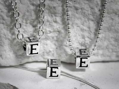 Sterling Silver Letter I 5mm Cube  Charm Pack of 3 - Standard Image - 2