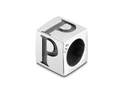 Sterling Silver Letter P 5mm Cube  Charm Pack of 3 - Standard Image - 1