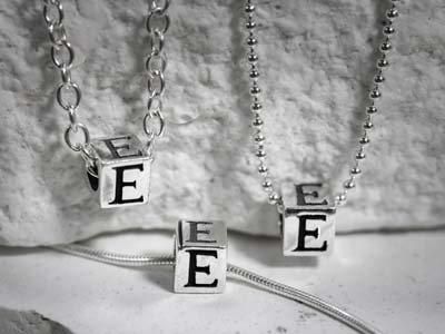 Sterling Silver Letter P 5mm Cube  Charm Pack of 3 - Standard Image - 2