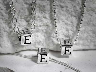 Sterling Silver Letter Q 5mm Cube  Charm Pack of 3 - Standard Image - 2