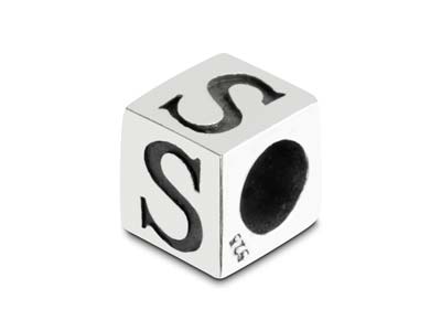 Sterling Silver Letter S 5mm Cube  Charm Pack of 3 - Standard Image - 1