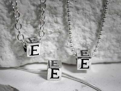 Sterling Silver Letter W 5mm Cube  Charm Pack of 3 - Standard Image - 2