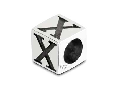 Sterling Silver Letter X 5mm Cube  Charm Pack of 3 - Standard Image - 1
