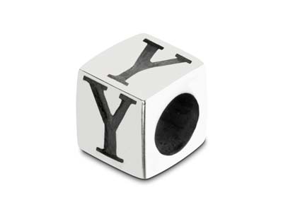 Sterling Silver Letter Y 5mm Cube  Charm Pack of 3