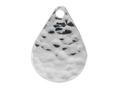 Sterling Silver Teardrop Hammered  Blank 10x7mm Pack of 3 - Standard Image - 1