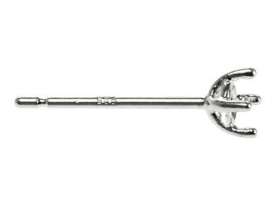Sterling Silver 3mm Martini Claw   Earrings Pack of 10 - Standard Image - 3