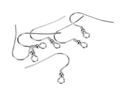Sterling Silver Hook Wires, Pack of 6, With Bead And Loop - Standard Image - 2