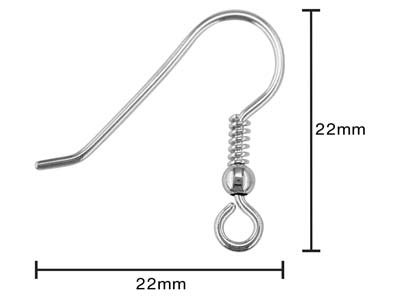 Sterling Silver Hook Wires, Pack of 6, With Bead And Loop - Standard Image - 3