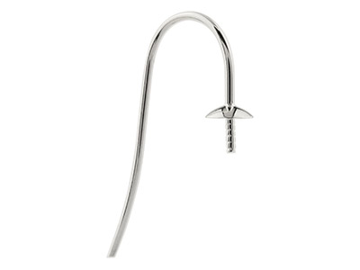 Sterling Silver Earring Hook Wire  With 4mm Cup Pack of 2 - Standard Image - 2