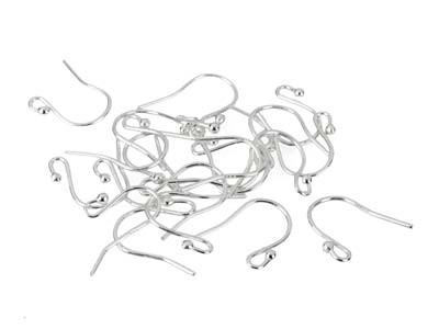 Sterling Silver Earring Hook Wire, Pack of 20, With Bead And Loop - Standard Image - 2