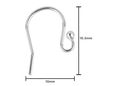 Sterling Silver Earring Hook Wire, Pack of 20, With Bead And Loop - Standard Image - 3