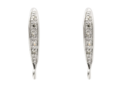 Sterling Silver Cubic Zirconia     Stone Set Hookwire With Ring       Pack of 2 - Standard Image - 2