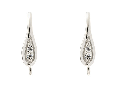 Sterling Silver Stone Set Hookwire With Ring Pack of 2 - Standard Image - 2