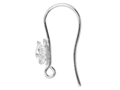 Sterling Silver Hook Wire Pack of 6 With Rose Decoration And Ring For   Drop Attachment - Standard Image - 1