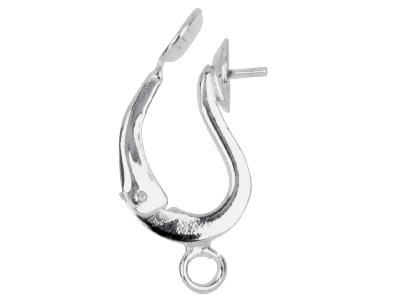 Sterling Silver S Ear Clip Pair 5mm Cup And Ring, Takes 6-8mm Bead Or   Pearl