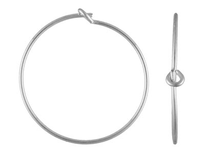 Sterling Silver Beading Hoop       Earrings 20mm Pack of 6