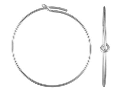 Sterling Silver Beading Hoop       Earrings 25mm Pack of 6