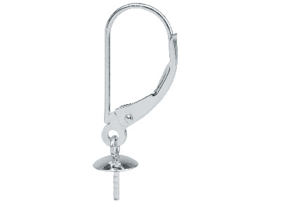 Sterling Silver Continental        Ear Wire, 5mm Cup, Plain Wire With A Drop Cup