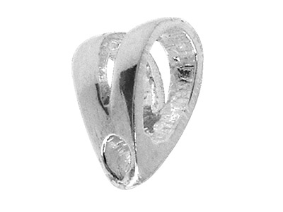 Sterling Silver Forked Bail,       Polished Split Top Bail With 3mm X 5mm Opening - Standard Image - 1