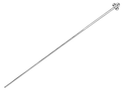 Sterling Silver Head Pin 50mm      Pack of 20, With 3 Bead End