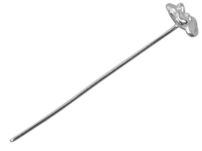 Sterling Silver Head Pin 60mm      Pack of 10 Rose Head - Standard Image - 1