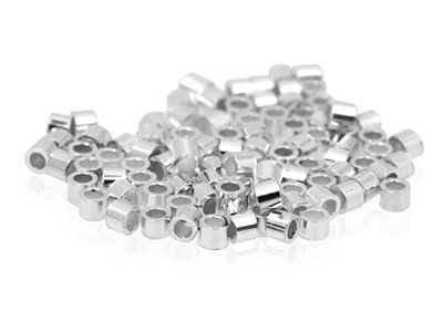 Sterling Silver Plain Crimp Tube,   Pack of 100 0.8mm Inside Diameter X 1mm Long - Standard Image - 2