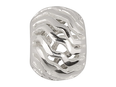 Sterling Silver Ripple Pattern     Charm Bead - Standard Image - 2