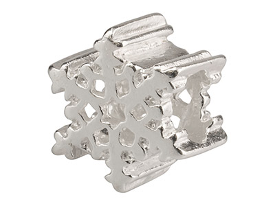 Sterling Silver Snowflake Charm    Bead - Standard Image - 1