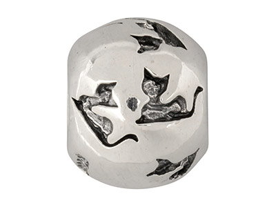Sterling Silver Cats Charm Bead    Oxidised Finish - Standard Image - 2