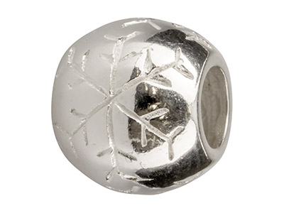 Sterling Silver Engraved Snowflake Charm Bead - Standard Image - 1