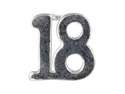 Sterling Silver '18' Charm Bead - Standard Image - 2